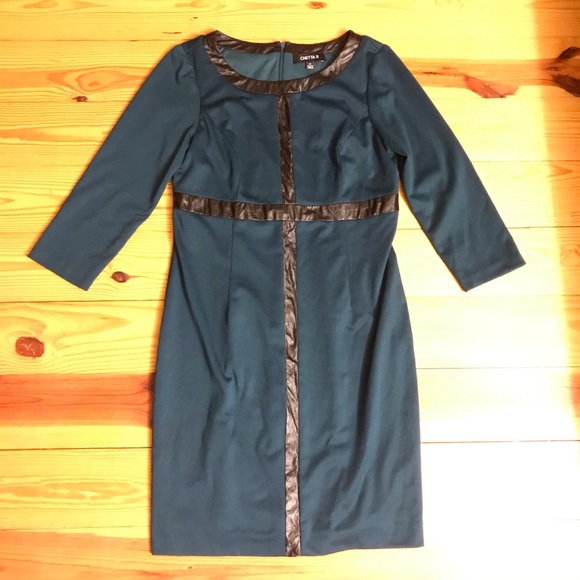 Chetta B Teal Black Mod Dress, EUC, 12 - Picture 3 of 15